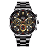 Men's Black Stainless Steel Quartz Watch Set – Business & Casual