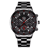 Men's Black Stainless Steel Quartz Watch Set – Business & Casual
