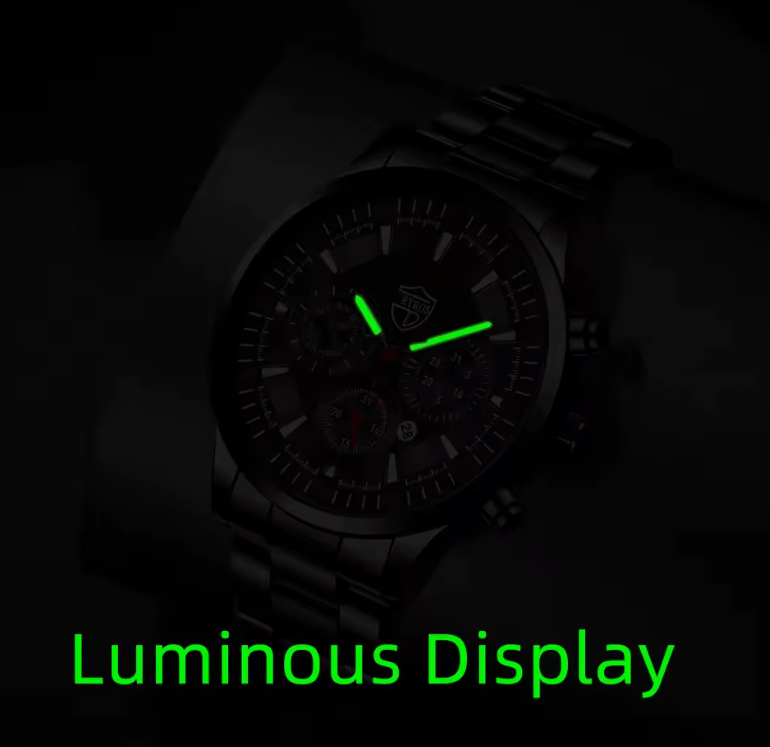 Men's Black Stainless Steel Quartz Watch Set – Business & Casual