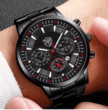 Men's Black Stainless Steel Quartz Watch Set – Business & Casual