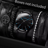 Men's Quartz Watch & Bracelet Set – Business Casual Style