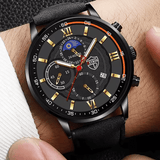 Men's Quartz Watch & Leather Bracelet Set – Luminous