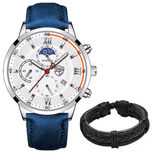 Men's Quartz Watch & Leather Bracelet Set – Luminous