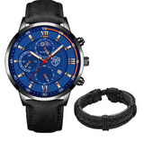Men's Quartz Watch & Leather Bracelet Set – Luminous