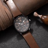 Men's Retro Quartz Watch Set (5pcs) - Big Dial, Casual Sports