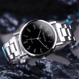 Men’s Quartz Watch & Bracelet Set – Silver Alloy Band
