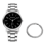 Men’s Quartz Watch & Bracelet Set – Silver Alloy Band