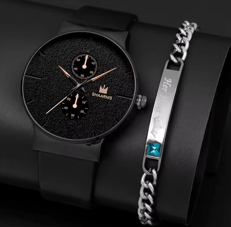 Men's 2-Piece Quartz Watch Set - Business & Casual