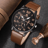 Men's 5-Piece Retro Big Dial Quartz Watch Set - Brown Leather