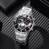 Men's Stainless Steel Quartz Watch Set with Calendar (4pcs)