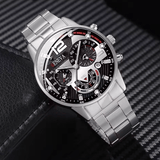 Men's Stainless Steel Quartz Watch Set with Calendar (4pcs)
