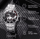 Men's Stainless Steel Quartz Watch Set with Calendar (4pcs)