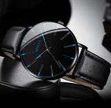 Men's Quartz Watch Set with Leather Band, Bracelet & Necklace