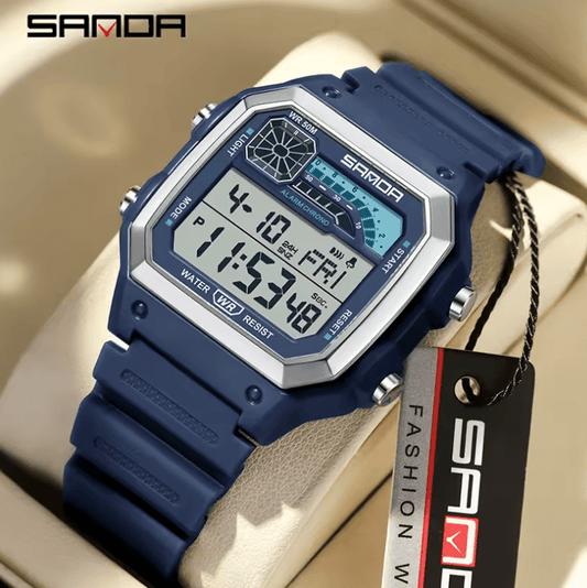 SANDA Men's Sports Digital Watch with LED Night Glow