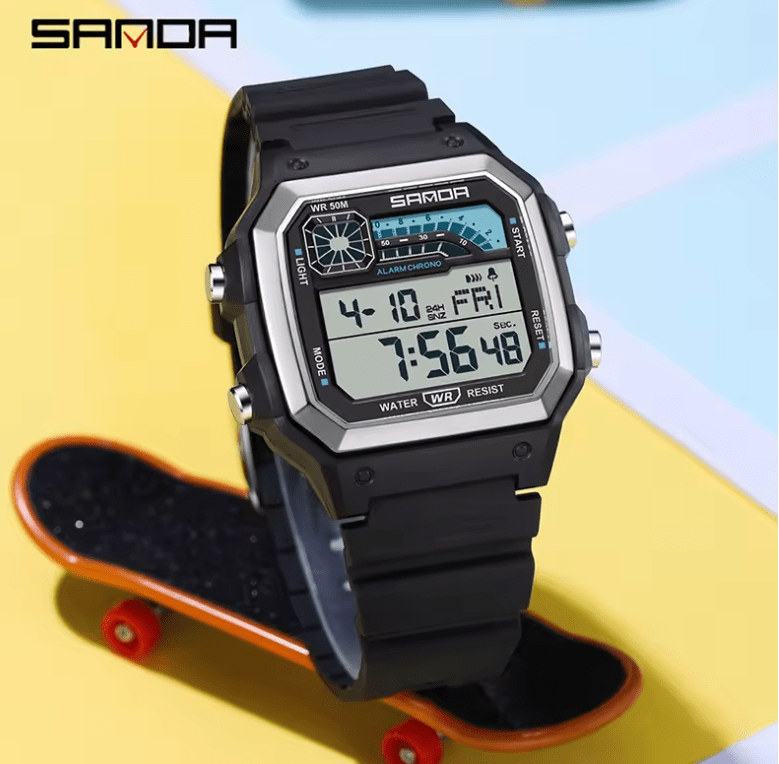SANDA Men's Sports Digital Watch with LED Night Glow