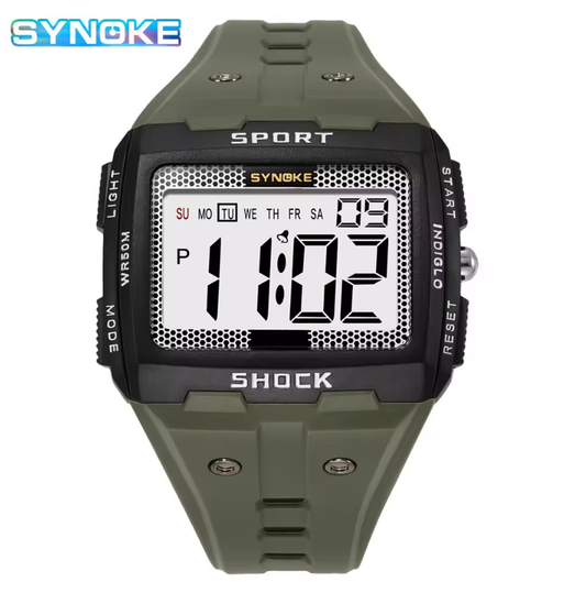 SYNOKE Men's Digital Sports Watch, Waterproof, Night Glow