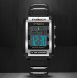 SYNOKE Men's Rectangular Digital Sports Watch, 50M Waterproof