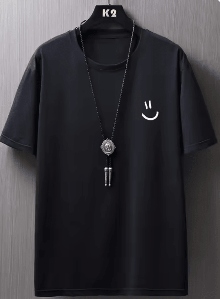 Men’s Minimalist Smile Graphic Tee - Hip Hop Summer Cotton Streetwear T-Shirt