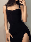 Summer Backless Bodycon Mini Dress – Elegant Sleeveless Streetwear with Split Design for Women