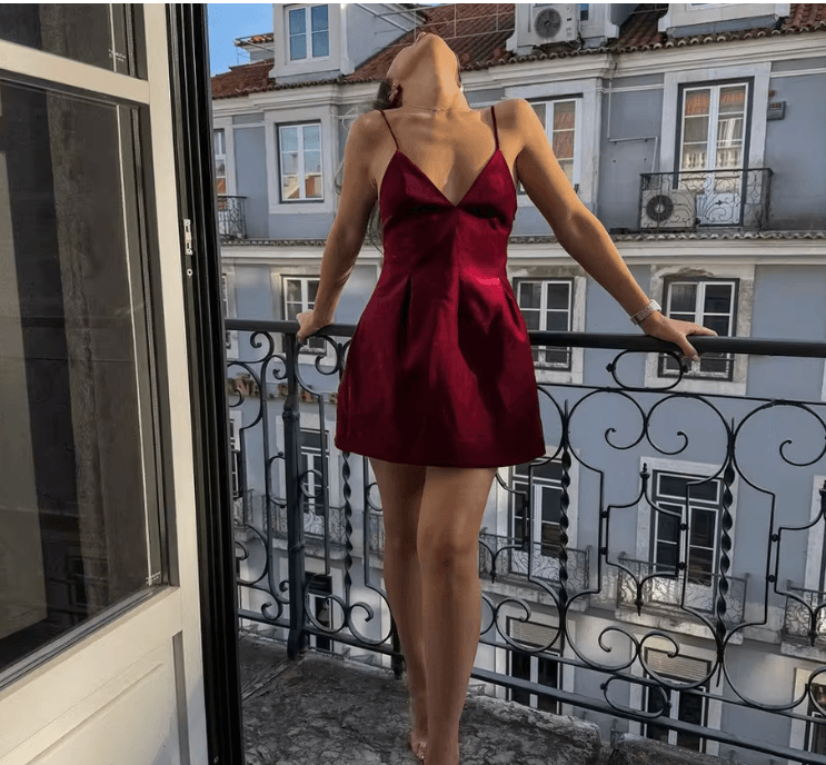 Women’s Sexy Velvet Backless Mini Dress - Burgundy, 2024 Fashion