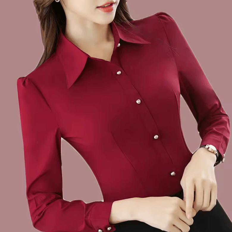 Women’s White Chiffon Dress Shirt | Long Sleeve Slim Fit Blouse