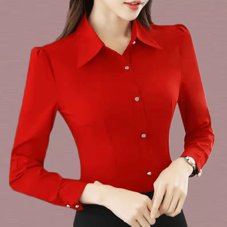 Women’s White Chiffon Dress Shirt | Long Sleeve Slim Fit Blouse