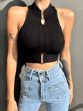 Sexy Halter Off-Shoulder Tank Tops | Chic Y2K Elastic Crop Tops for Women