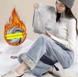Versatile High-Waisted Fleece-Lined Straight-Leg Jeans for Petite Women