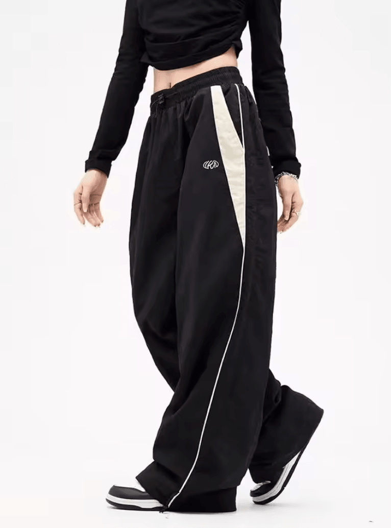 Y2K Wide Leg Cargo Pants for Women | Casual Loose Drawstring Trousers