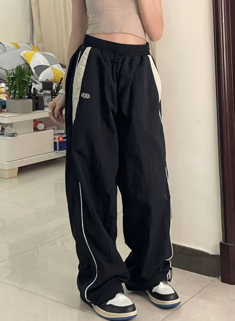 Y2K Wide Leg Cargo Pants for Women | Casual Loose Drawstring Trousers