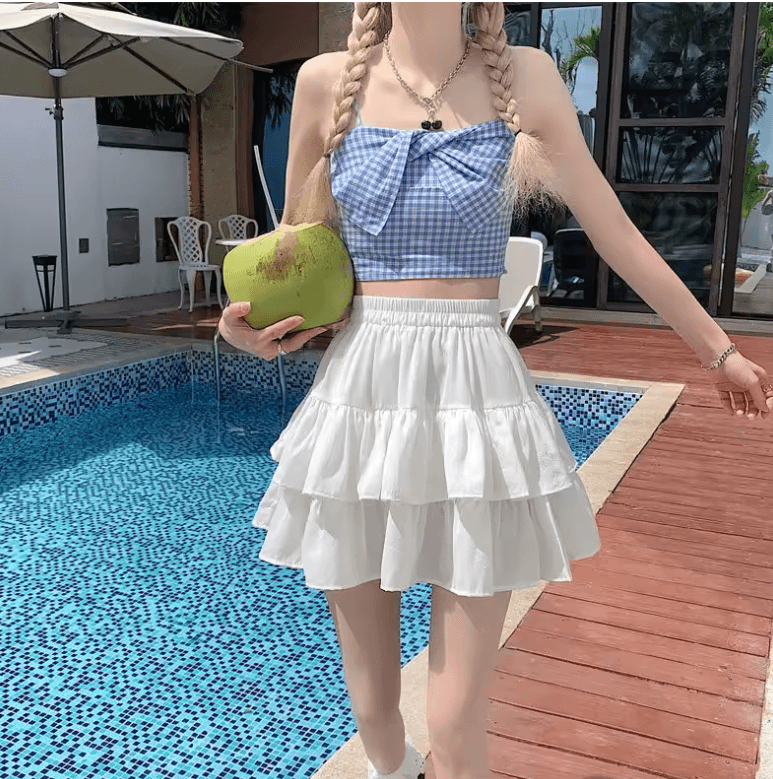 Women’s White Pleated Mini Skirt | Korean Preppy Style for Summer 2025