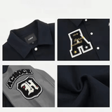 Unisex Varsity Bomber Jacket - American Letter Embroidery with Leather Sleeves