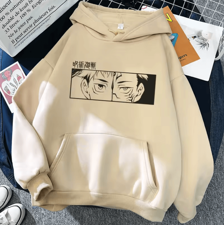 90s Streetwear Anime Hoodie – Jujutsu Kaisen Gojo & Yuji Unisex Sweatshirt
