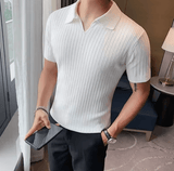 VIRA Fashion Men’s Ice Silk Polo Shirt - Slim Fit Short Sleeved Business Casual