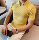 VIRA Fashion Men’s Ice Silk Polo Shirt - Slim Fit Short Sleeved Business Casual