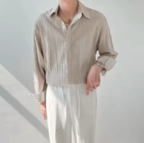 VIRA Fashion Men’s Trendy Striped Loose-Fit Shirt - No-Iron Long Sleeve for Autumn