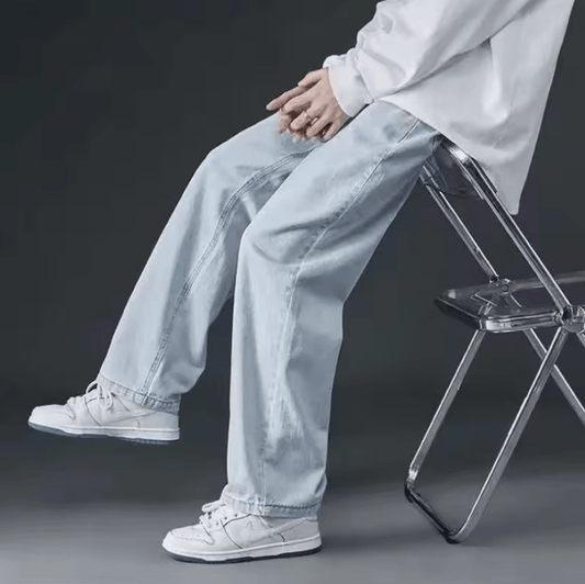 Spring 2025 Men’s Loose-Fit Wide-Leg Jeans - Comfortable Straight-Leg Denim Pants