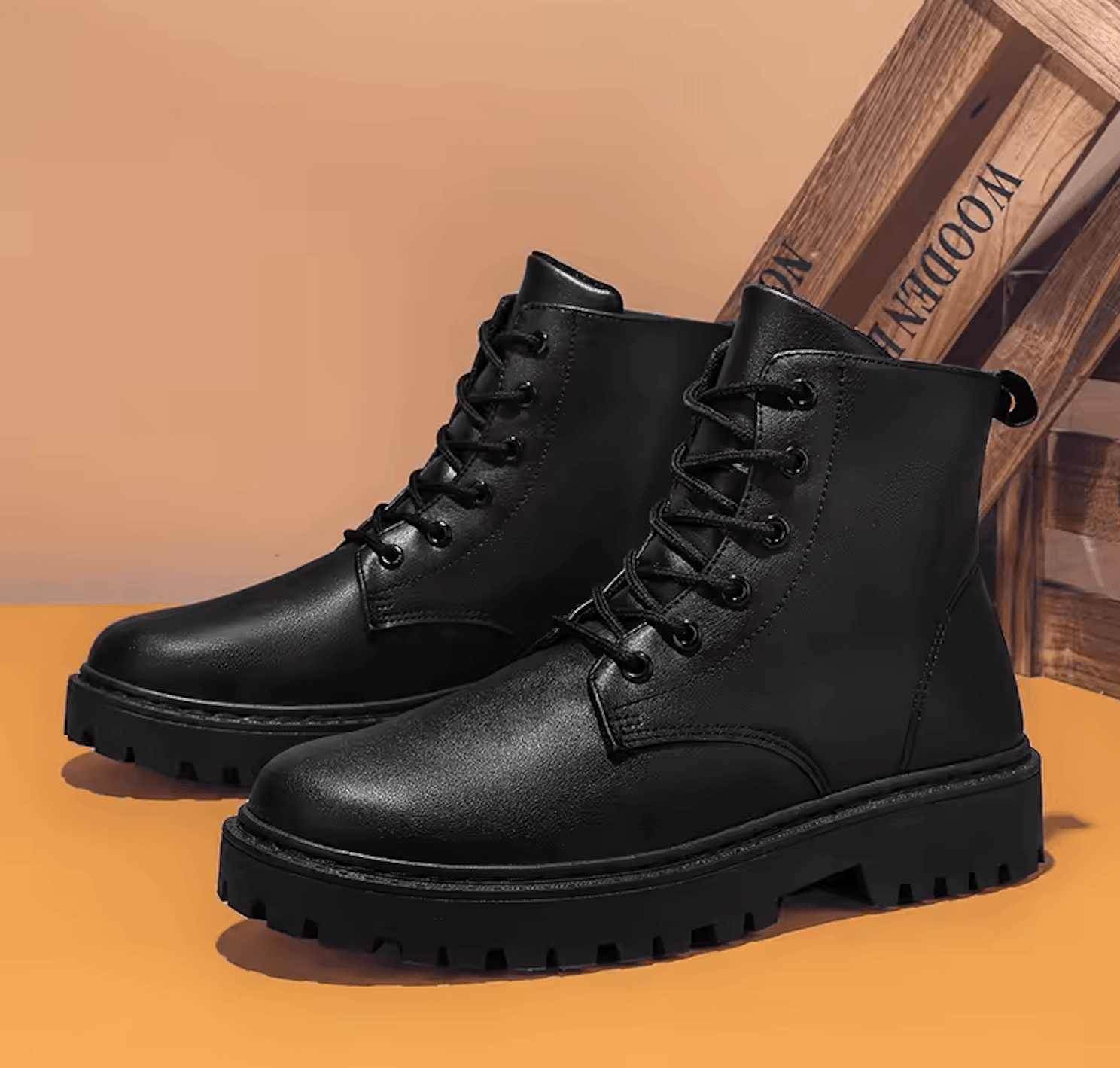 Men’s High-Top Waterproof Leather Shoes - Anti-Slip Platform Motorcycle Boots for Autumn