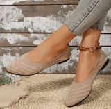 Women’s Pointed Toe Flat Shoes - Breathable Knitted Slip-On Ballet Flats