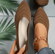Women’s Pointed Toe Flat Shoes - Breathable Knitted Slip-On Ballet Flats