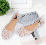 Women’s Summer Crystal Sandals - Flat-Soled Roman Jelly Beach Shoes