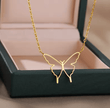 Cute Hollow Butterfly Pendant Necklace – Stainless Steel Chain for Women