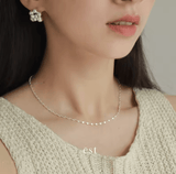 50cm 925 Sterling Silver Water Wave Chain Necklace – Smooth, Sparkling Choker for Women & Girls | Elegant Wedding Gift