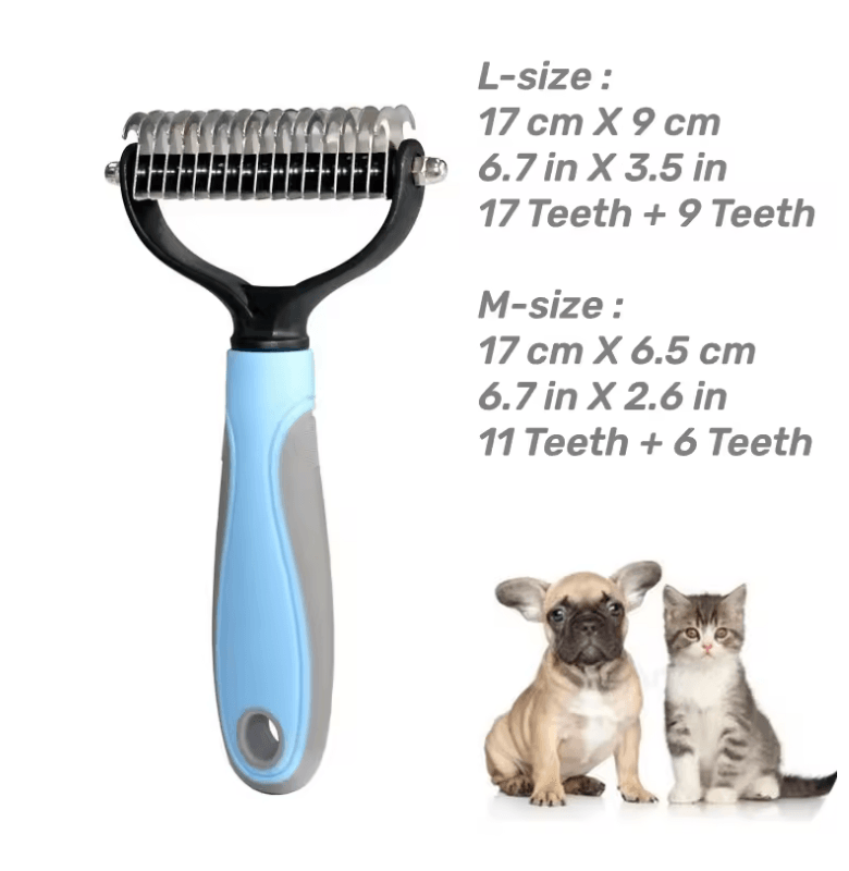 Stainless Steel Pet Grooming Brush - Two-Sided Shedding & Dematting Comb for Dogs & Cats