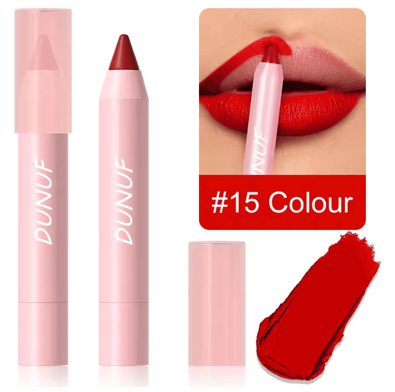 18-Color Lipstick Pencil Set | Waterproof Matte Lip Tint & Non-Stick Lipliner