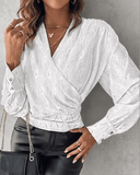 Sexy V-Neck Long Sleeve Blouse – Elegant Solid White Shirt for Office & Spring/Summer