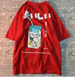 Cute Japanese Cat Print Oversized T-Shirt – Men & Women Casual Streetwear Tee