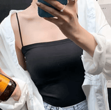 Black Sleeveless Tank Top with Lace – Summer Women’s Camisole Vest