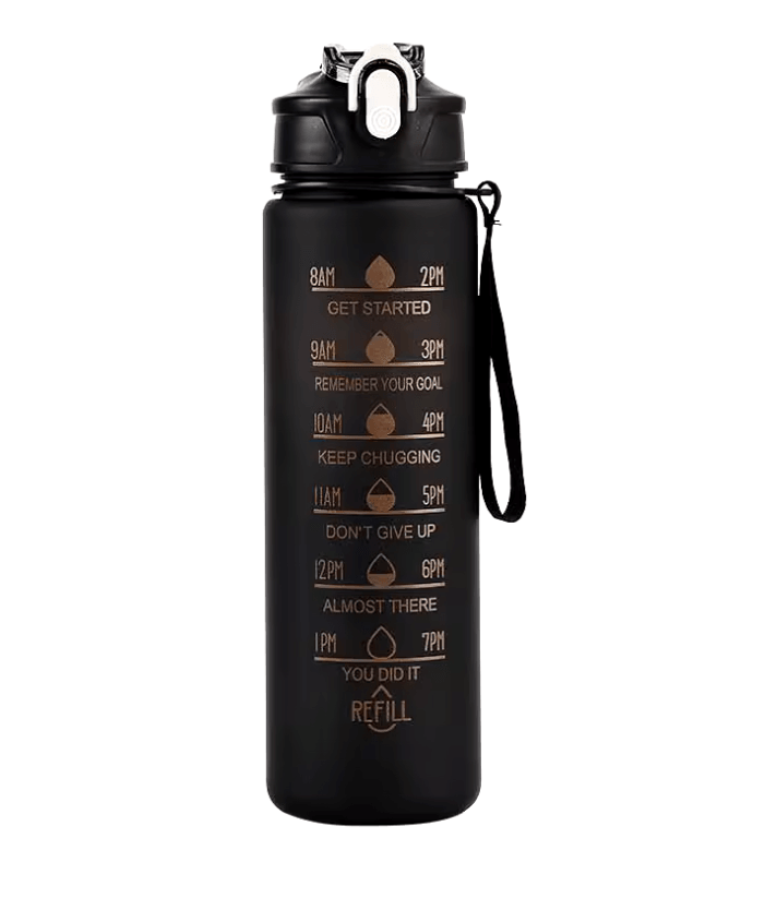 Sports Water Bottle with Time-Tracking Straw – Leak-Proof Locking Flip Cover for Outdoor Adventures