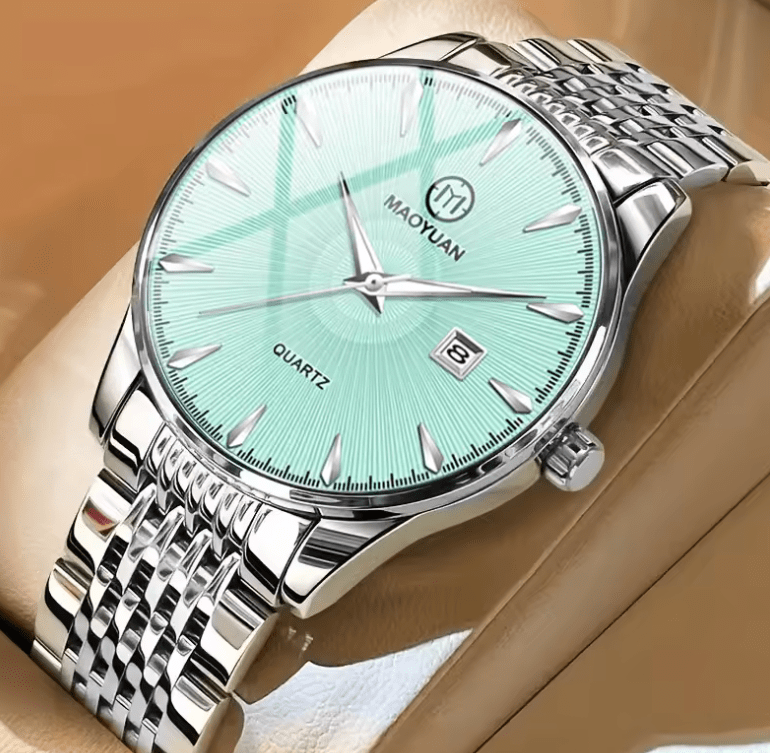 2025 Maoyuan Luxury Men’s Quartz Watch – Square Stainless Steel Business Wristwatch, Waterproof, Luminous Dial, with Date Display, Reloj Hombre